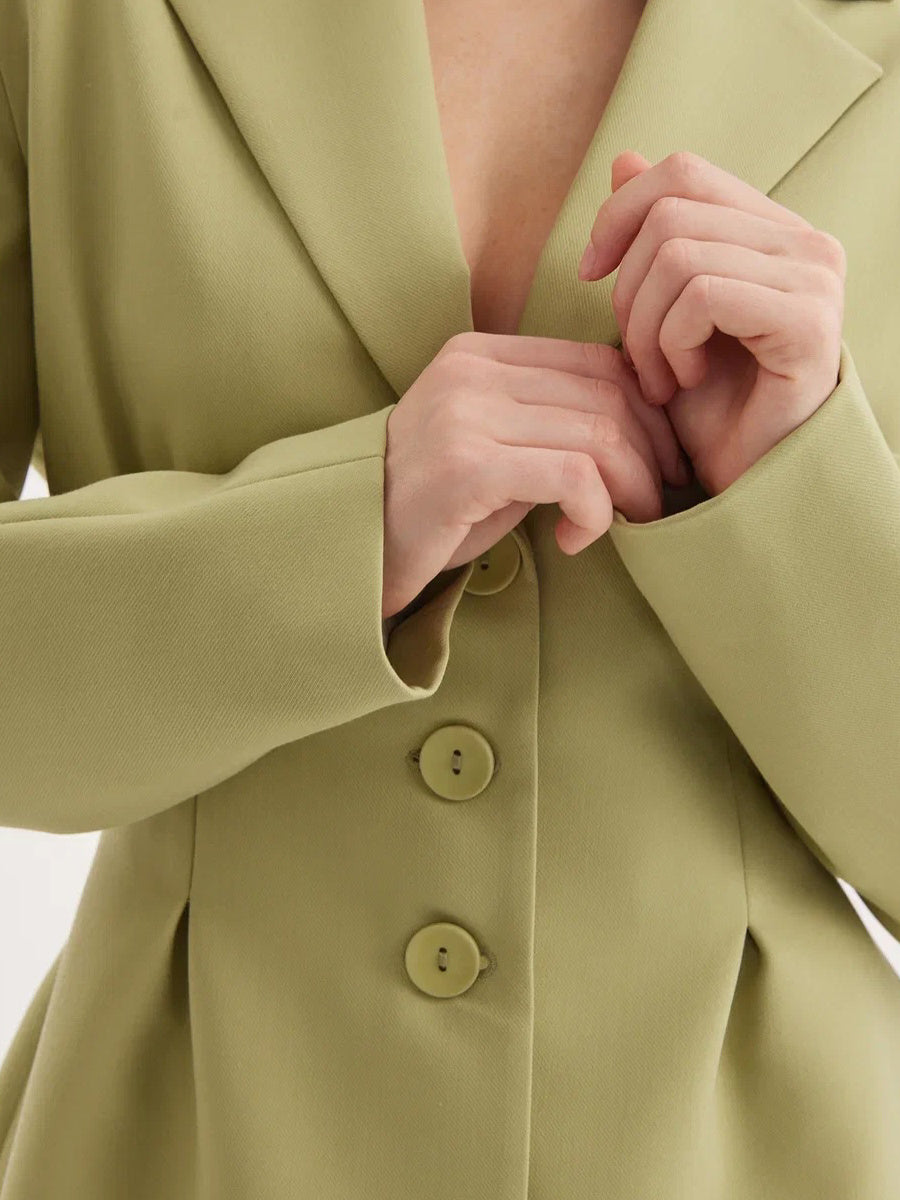 Fruchtgrün taillierte Anzugjacke und hoch taillierte Hose Set