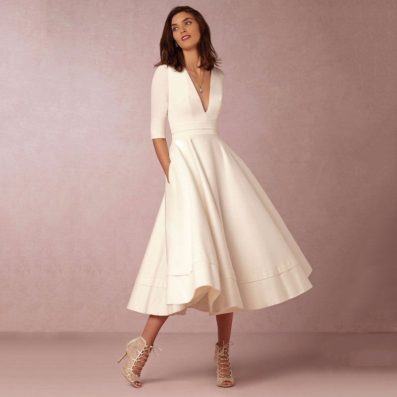 V-Ausschnitt Kleid leicht transparent