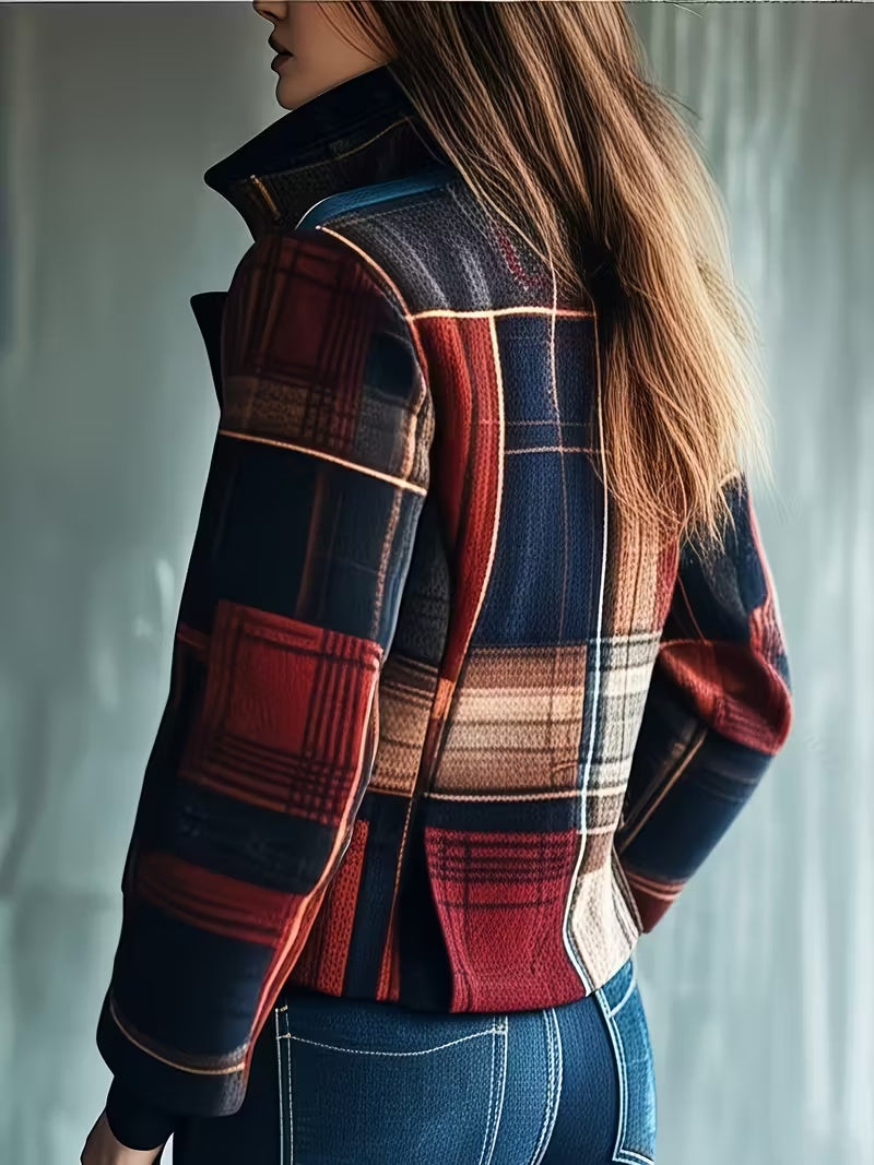 Patchwork-Karojacke mit Knopfleiste