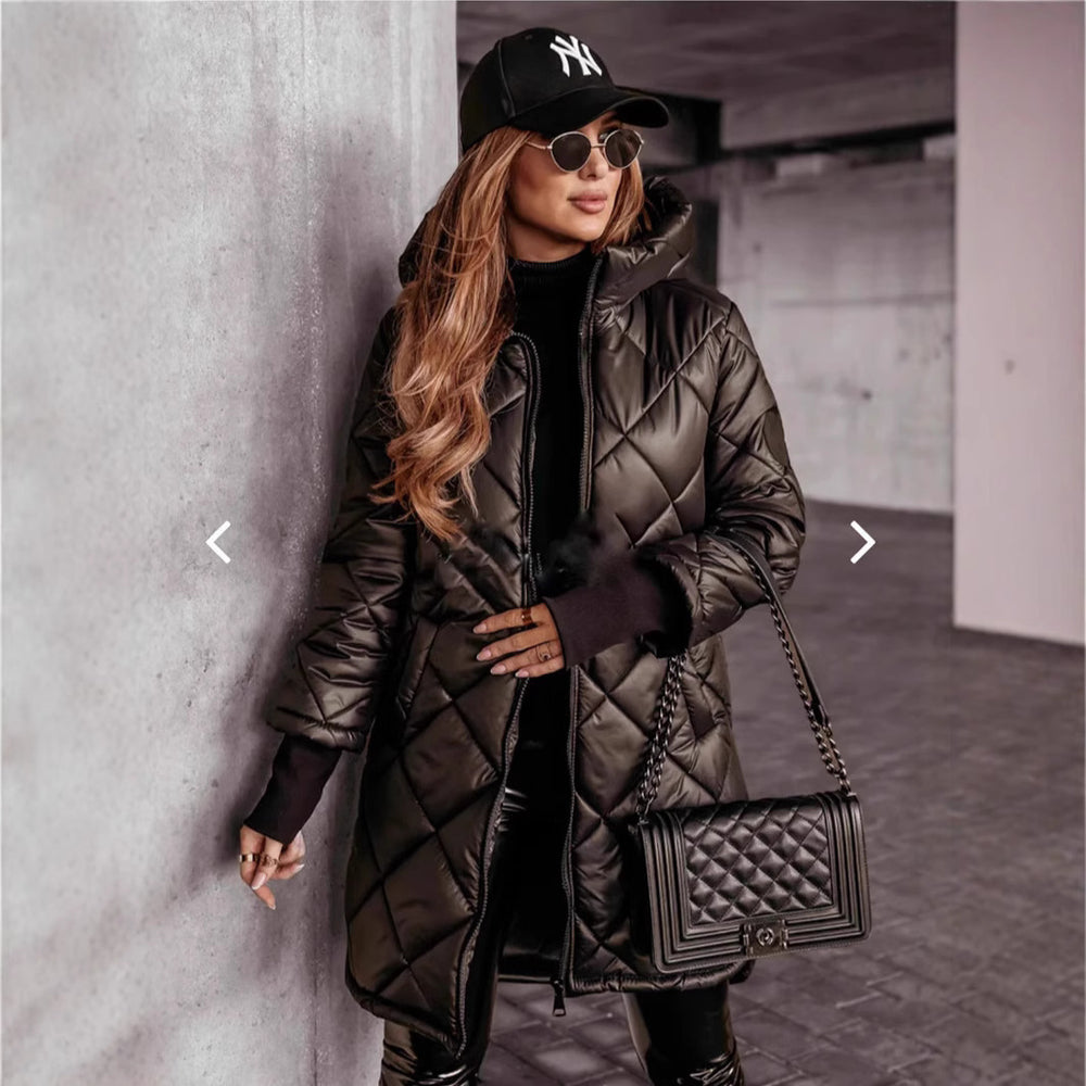 Oversize Steppmantel mit Kapuze