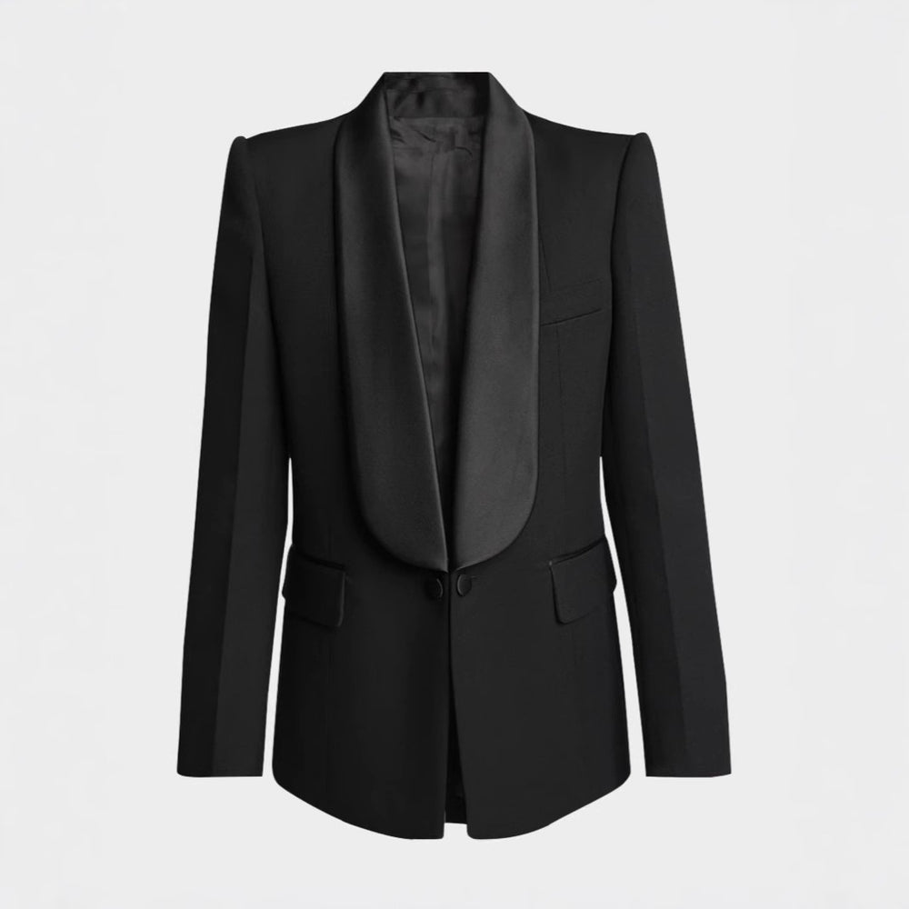 Eleganter Blazer Hosenanzug mit Satinrevers