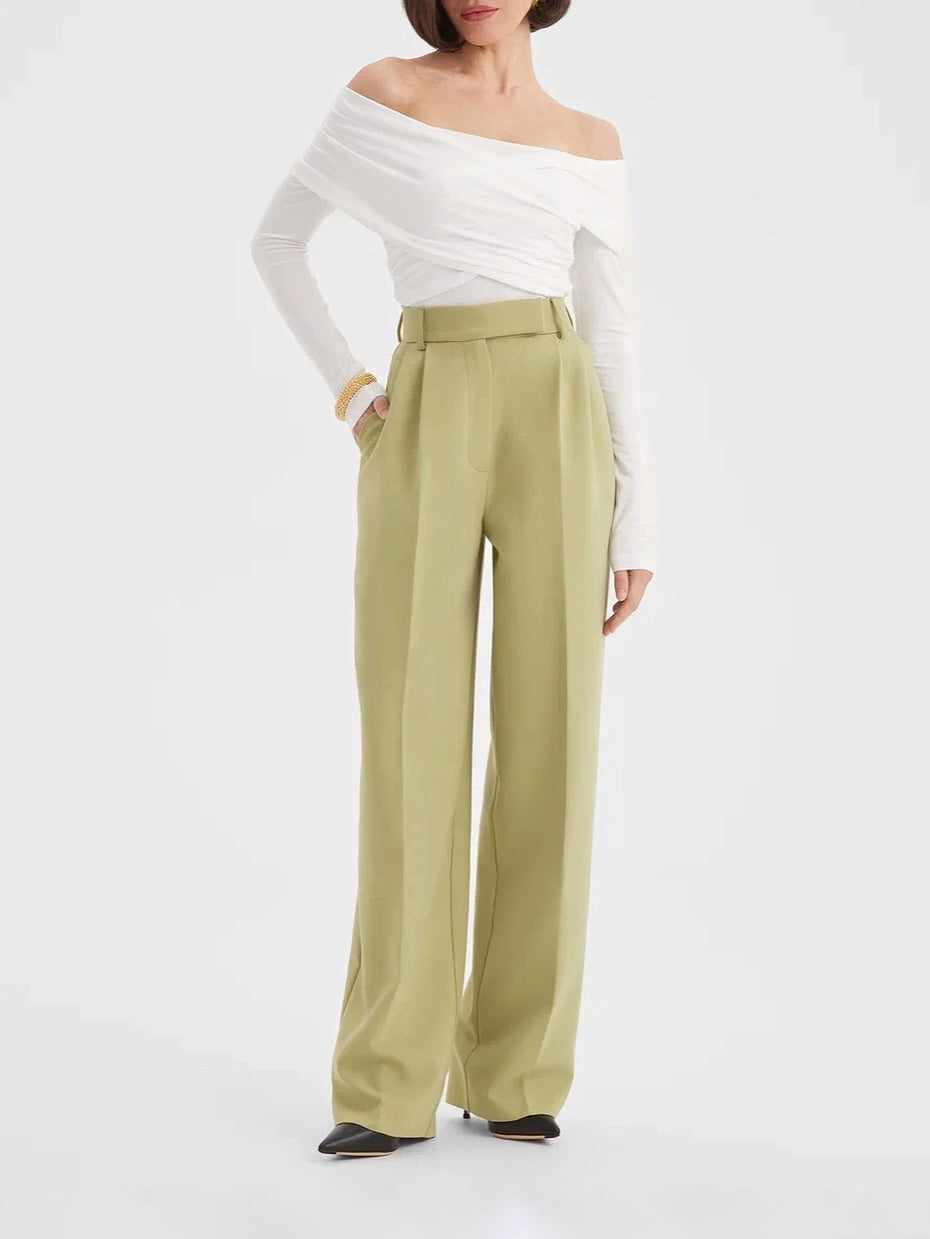 Fruchtgrün taillierte Anzugjacke und hoch taillierte Hose Set