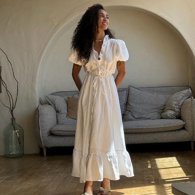 Midikleid mit tiefem V-Ausschnitt