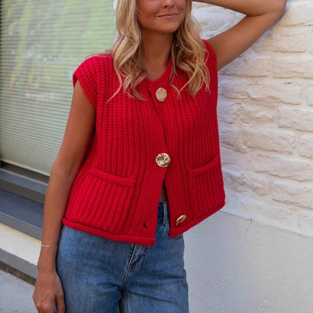 Trendige Strickweste Rot |