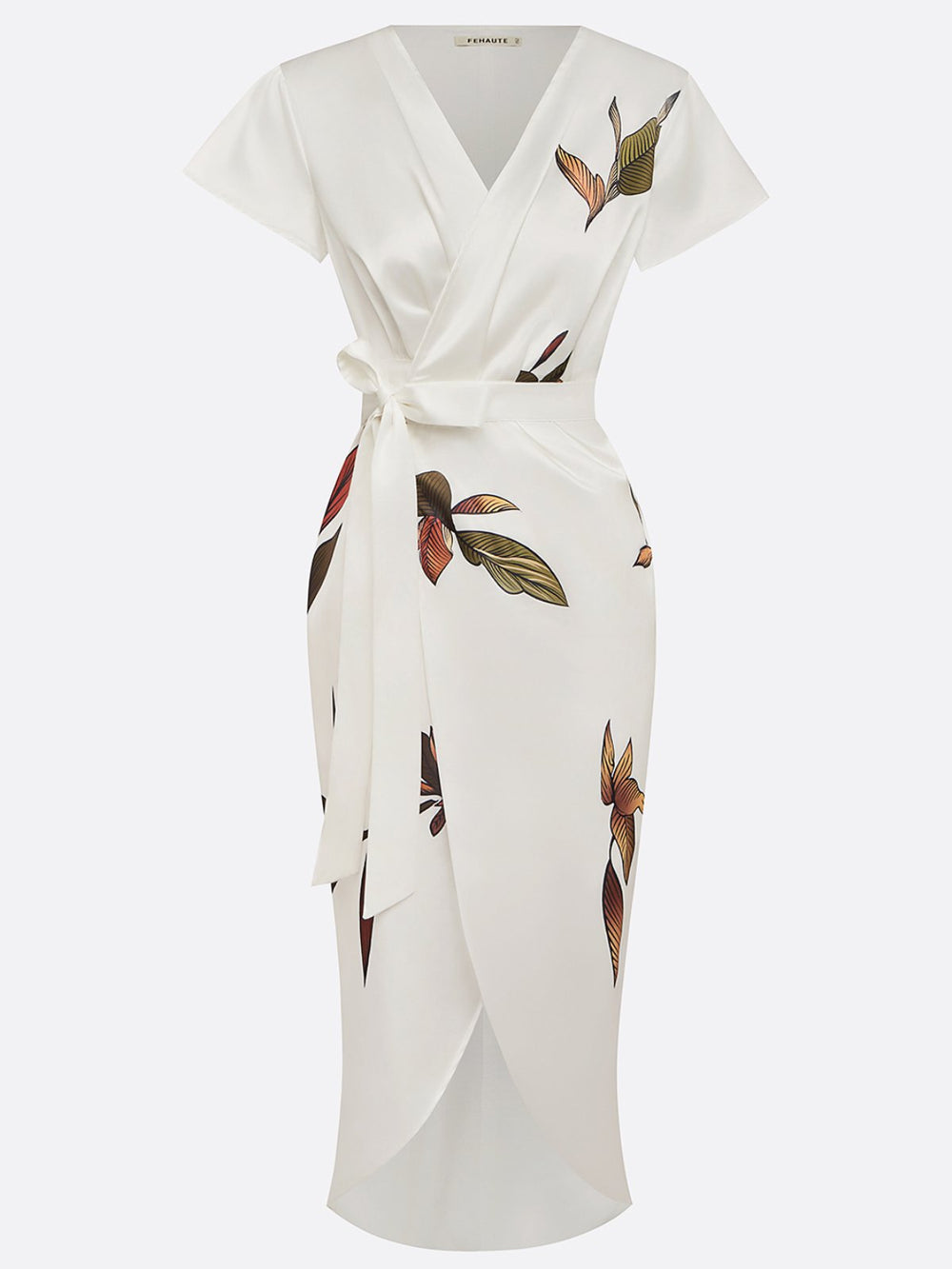 Elegantes Wickelkleid mit Blattprint