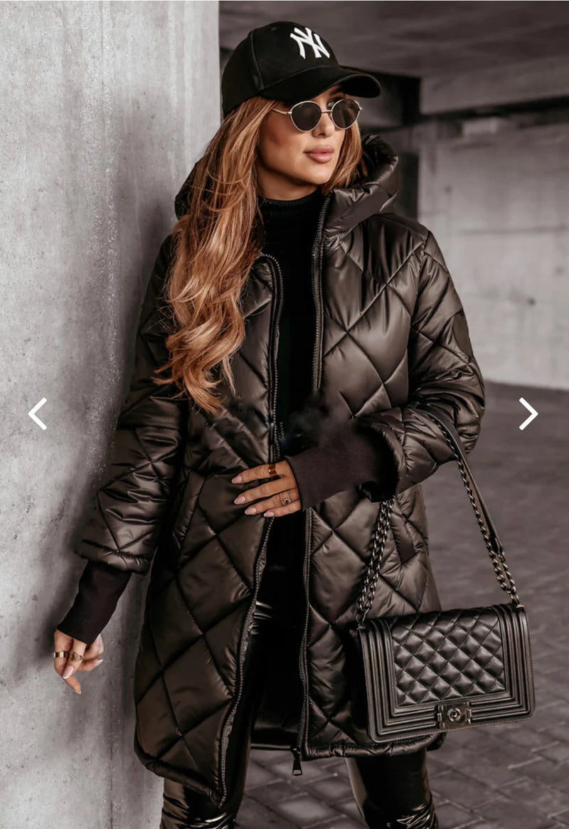 Oversize Steppmantel mit Kapuze