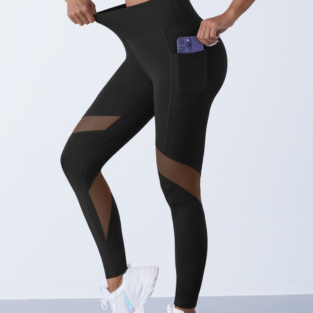 High-Waist Sport-Leggings mit Mesh & Seitentasche