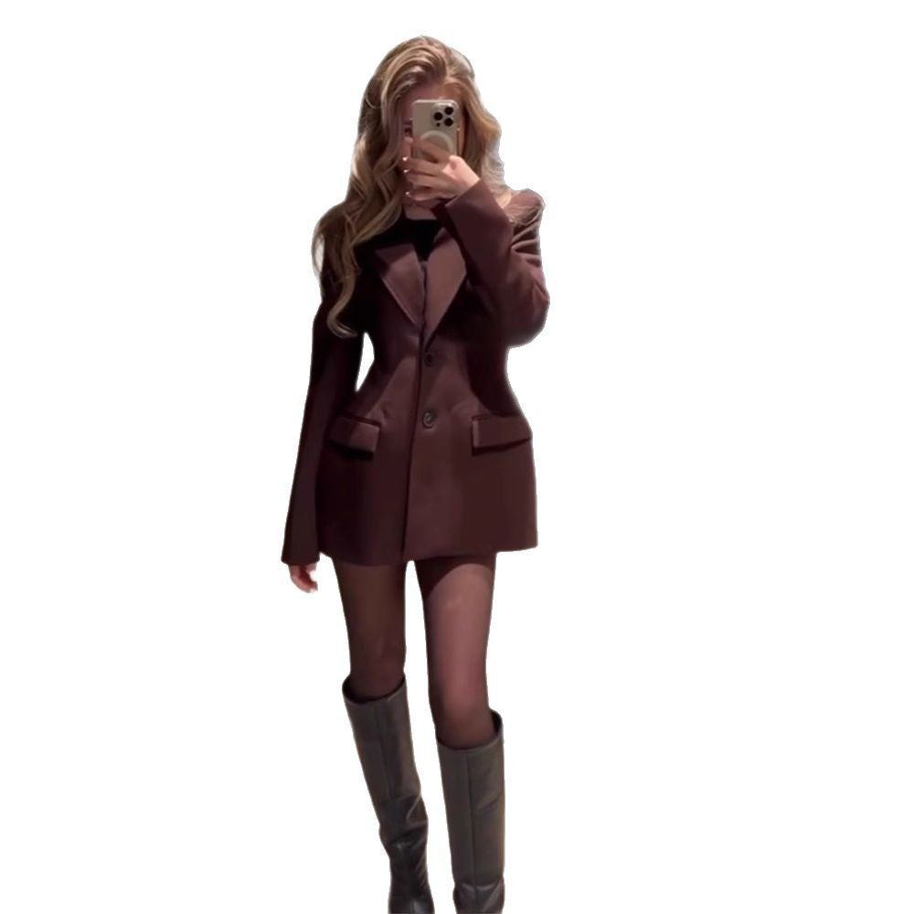 Temperament Taillenkontrollierter Anzug, Jacke, Rock, Outfit