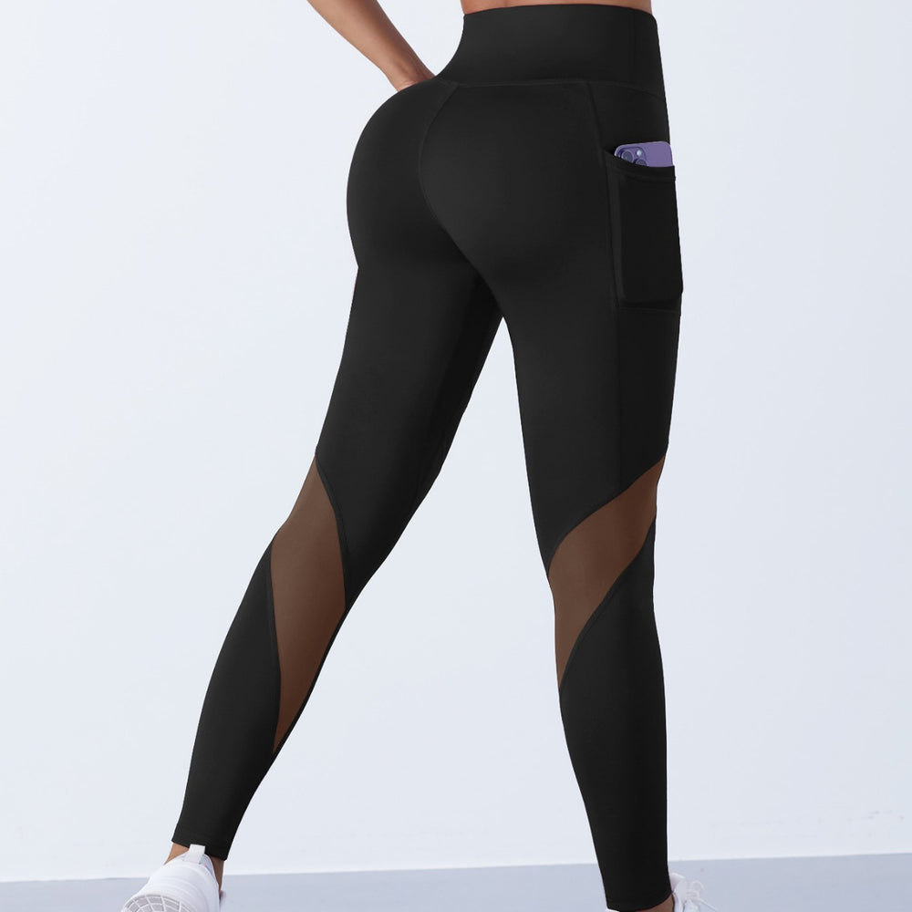 High-Waist Sport-Leggings mit Mesh & Seitentasche