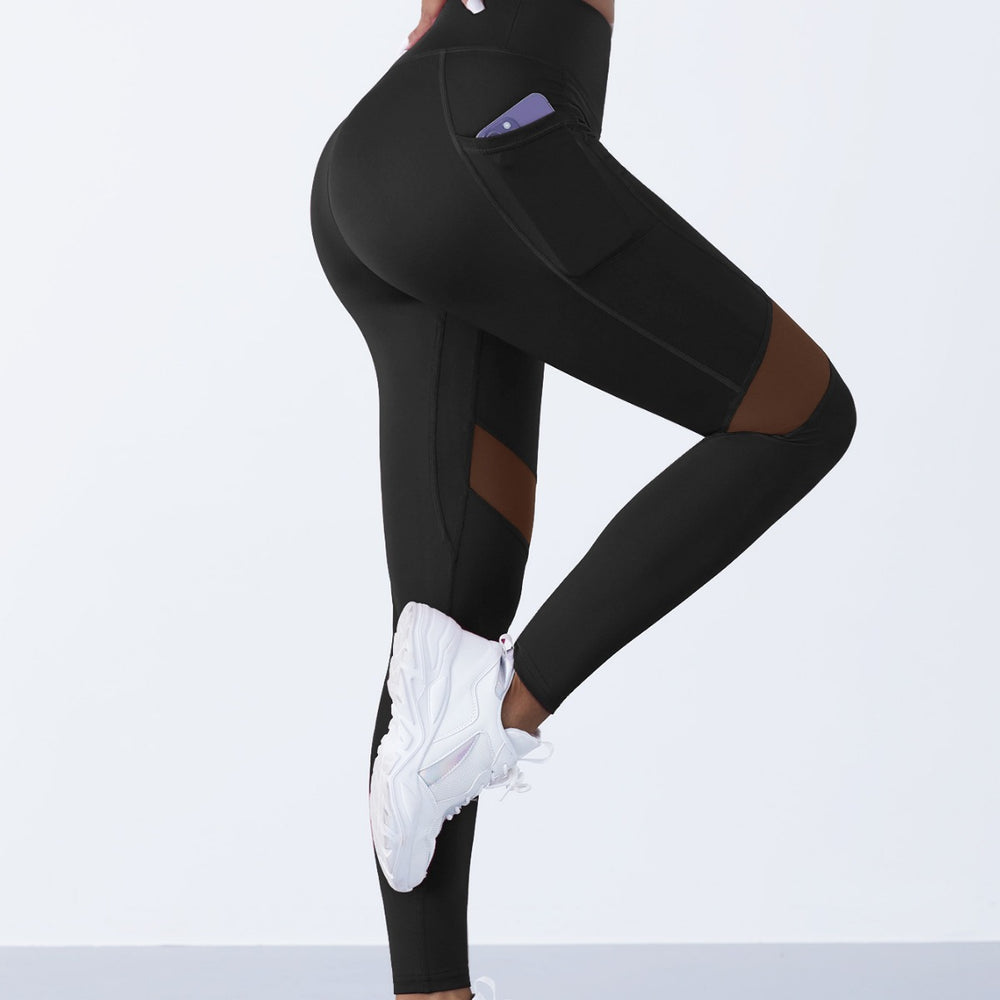 High-Waist Sport-Leggings mit Mesh & Seitentasche
