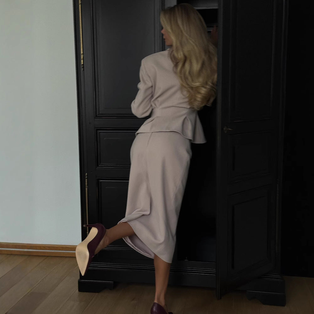 Neue Mode Taillenkontrollierter Eleganter Business-Anzug Mantel Rock