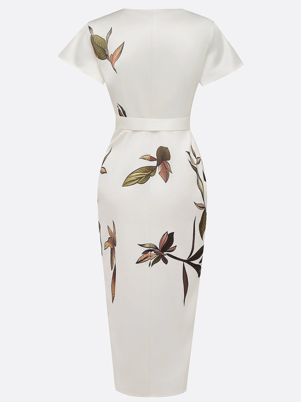 Elegantes Wickelkleid mit Blattprint