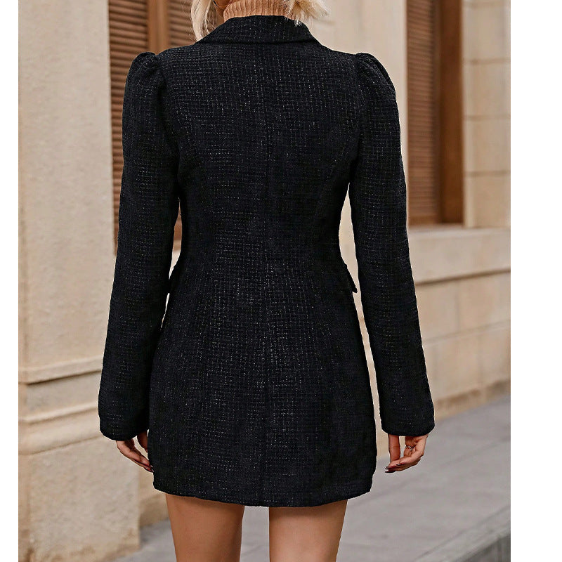 Einfarbiger Blazer mit Pendelkragen Mantel Taillenschlankheitsanzug