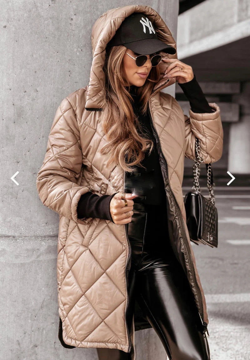 Oversize Steppmantel mit Kapuze