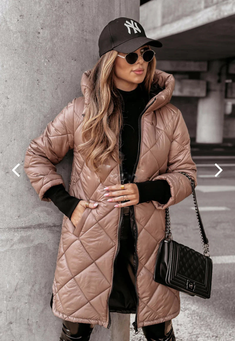 Oversize Steppmantel mit Kapuze