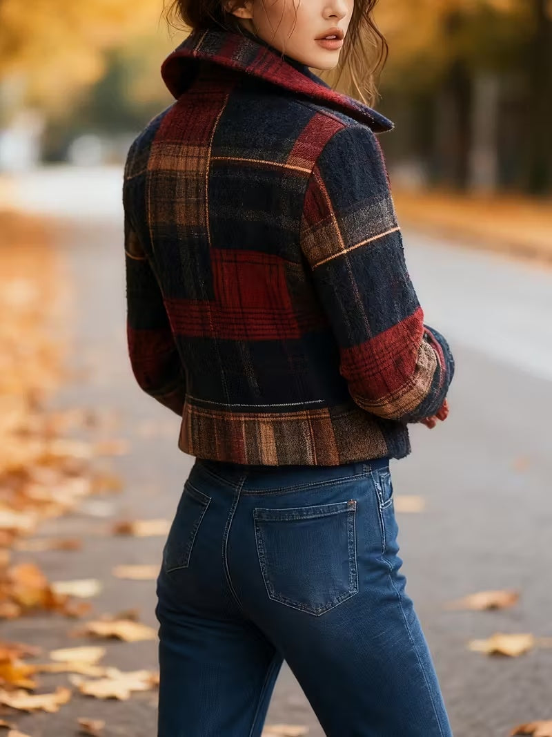 Patchwork-Karojacke mit Knopfleiste