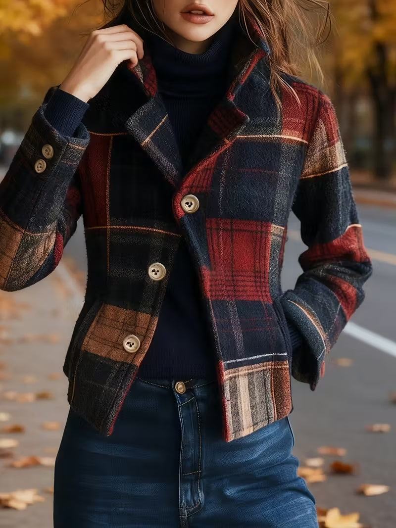 Patchwork-Karojacke mit Knopfleiste