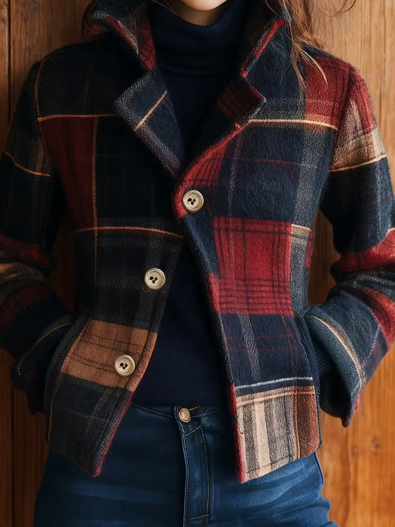 Patchwork-Karojacke mit Knopfleiste