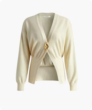 Neue V-Ausschnitt-Knopfstrickjacke gestrickter Pullover