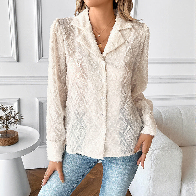 Strukturierte Bluse mit Kragen – Eleganter Casual Look