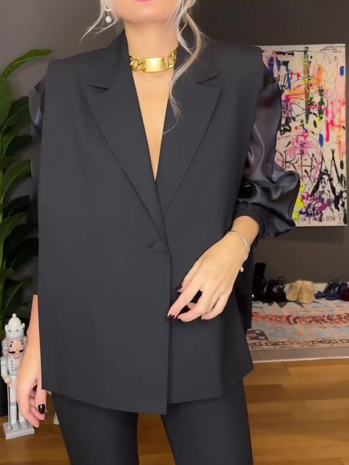 Oversize-Blazer mit Satinärmeln