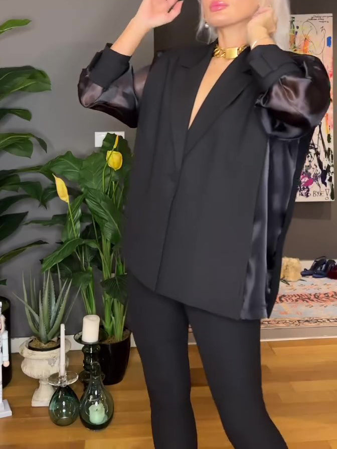 Oversize-Blazer mit Satinärmeln