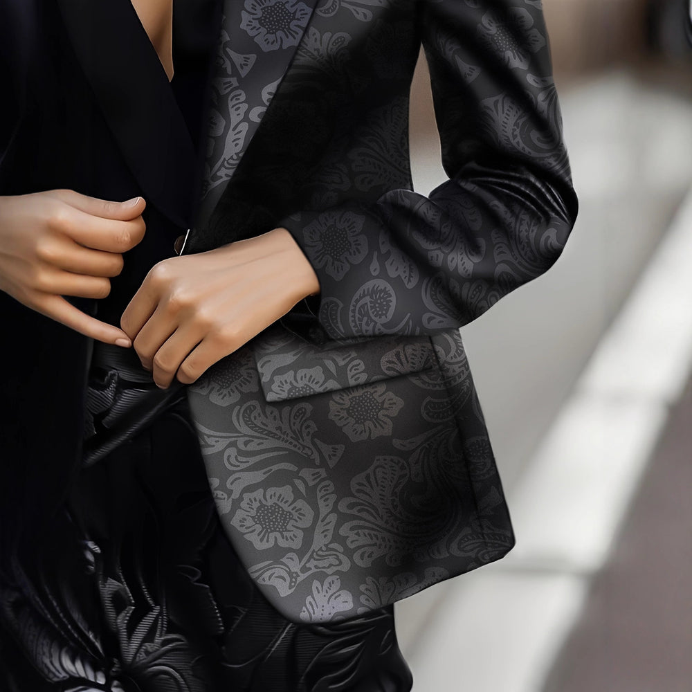 Eleganter Jacquard-Blazer mit floraler Struktur –